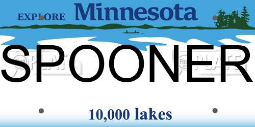 SPOONER Minnesota License Plate