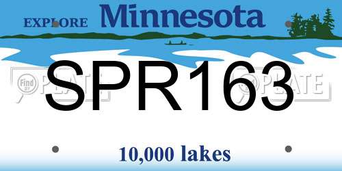 SPR163 Minnesota License Plate