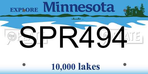 SPR494 Minnesota License Plate