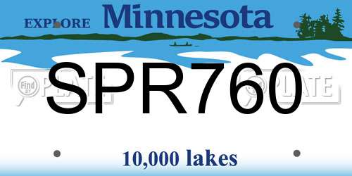 SPR760 Minnesota License Plate
