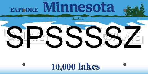 SPSSSSZ Minnesota License Plate