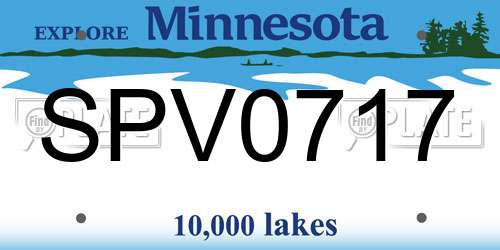 SPV0717 Minnesota License Plate