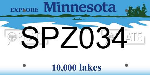 SPZ034 Minnesota License Plate