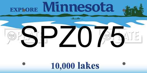 SPZ075 Minnesota License Plate