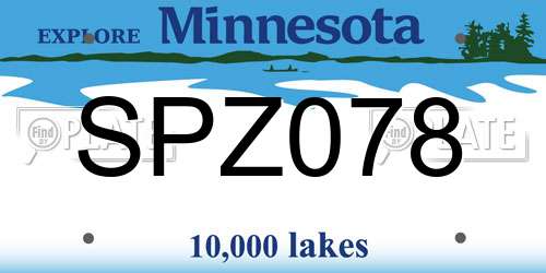 SPZ078 Minnesota License Plate