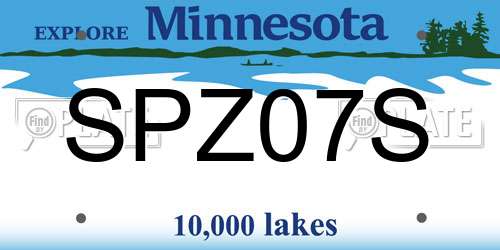 SPZ07S Minnesota License Plate