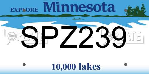 SPZ239 Minnesota License Plate