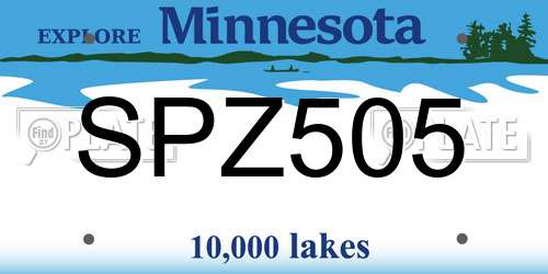 SPZ505 Minnesota License Plate
