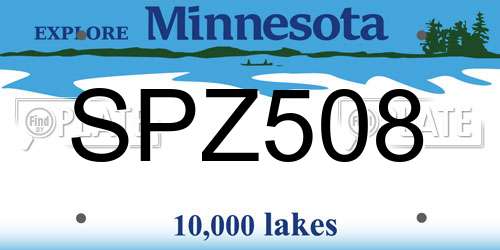 SPZ508 Minnesota License Plate