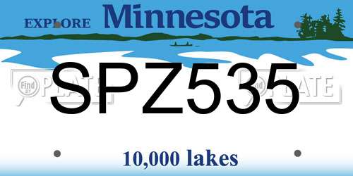 SPZ535 Minnesota License Plate
