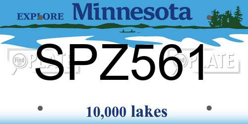 SPZ561 Minnesota License Plate