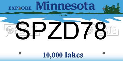 SPZD78 Minnesota License Plate