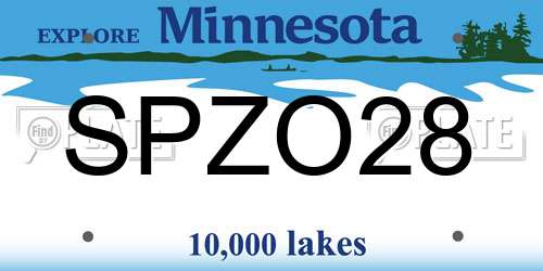 SPZO28 Minnesota License Plate