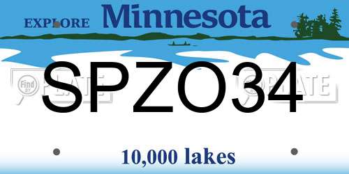SPZO34 Minnesota License Plate
