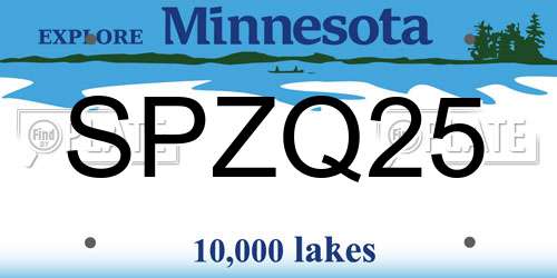 SPZQ25 Minnesota License Plate