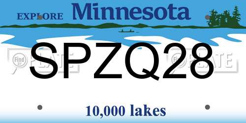 SPZQ28 Minnesota License Plate