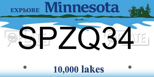 SPZQ34 Minnesota License Plate