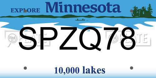 SPZQ78 Minnesota License Plate