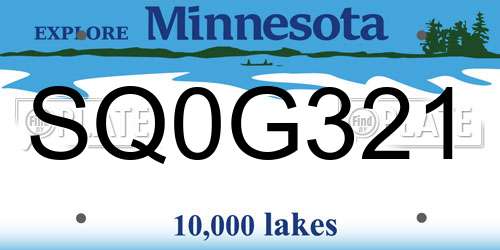 SQ0G321 Minnesota License Plate