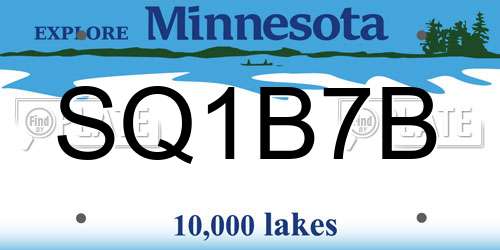 SQ1B7B Minnesota License Plate