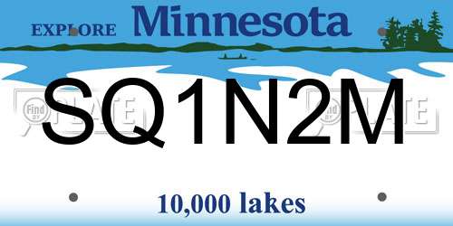 SQ1N2M Minnesota License Plate