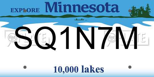 SQ1N7M Minnesota License Plate