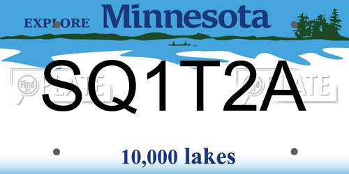 SQ1T2A Minnesota License Plate