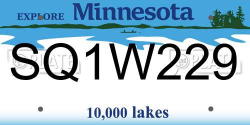 SQ1W229 Minnesota License Plate