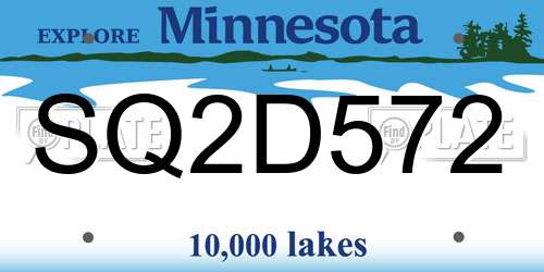 SQ2D572 Minnesota License Plate