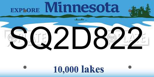 SQ2D822 Minnesota License Plate