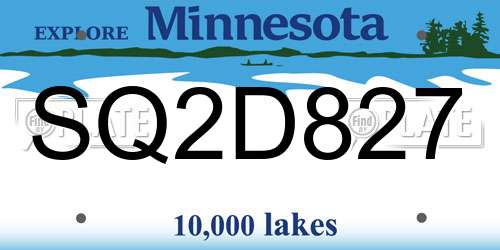 SQ2D827 Minnesota License Plate