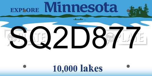 SQ2D877 Minnesota License Plate
