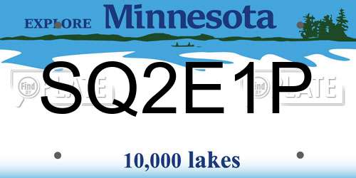 SQ2E1P Minnesota License Plate