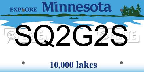 SQ2G2S Minnesota License Plate