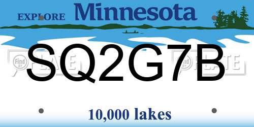 SQ2G7B Minnesota License Plate