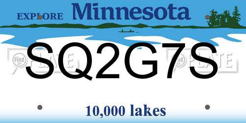 SQ2G7S Minnesota License Plate