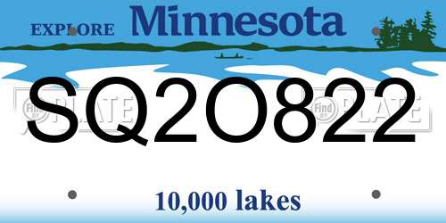 SQ2O822 Minnesota License Plate