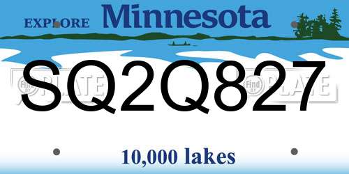 SQ2Q827 Minnesota License Plate
