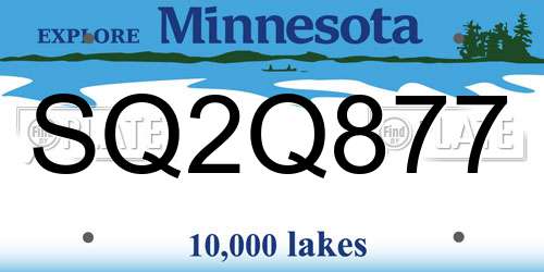 SQ2Q877 Minnesota License Plate