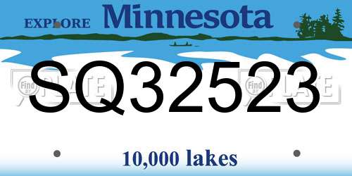 SQ32523 Minnesota License Plate