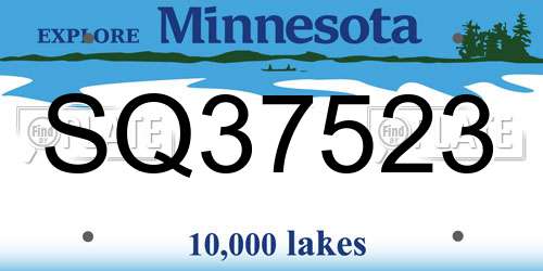 SQ37523 Minnesota License Plate