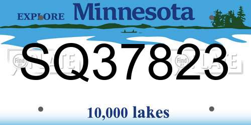 SQ37823 Minnesota License Plate