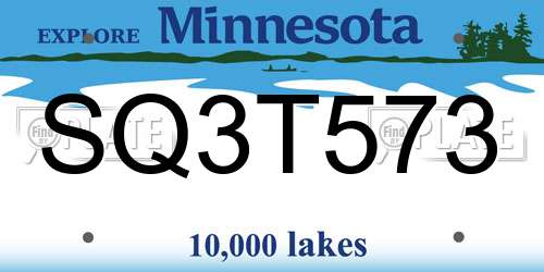 SQ3T573 Minnesota License Plate