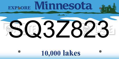 SQ3Z823 Minnesota License Plate