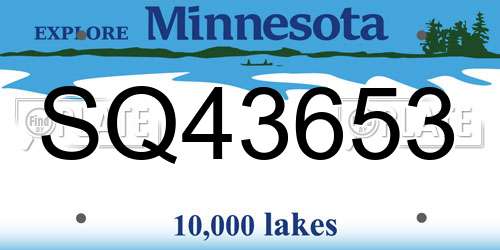 SQ43653 Minnesota License Plate