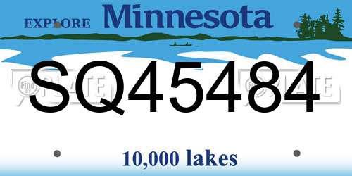 SQ45484 Minnesota License Plate