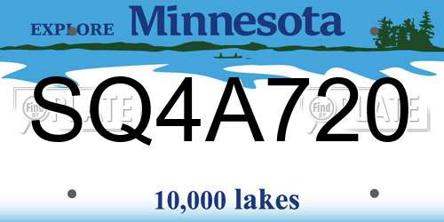 SQ4A720 Minnesota License Plate