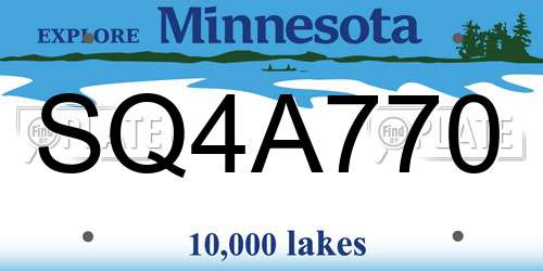 SQ4A770 Minnesota License Plate