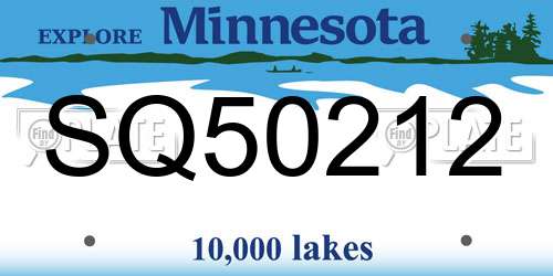 SQ50212 Minnesota License Plate