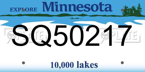 SQ50217 Minnesota License Plate